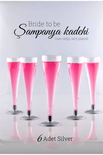 Ezupack Bride To Be Parti Kadeh Şampanya Bardağı 6'lı Gümüş Bekarlığa Veda Pa...