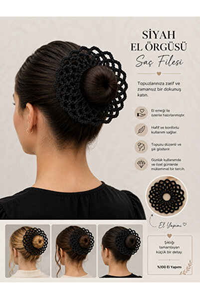 BELLEVIE Coffee Color Hand Knitted Hairnet – Elegant and Stylish Bun Accessory