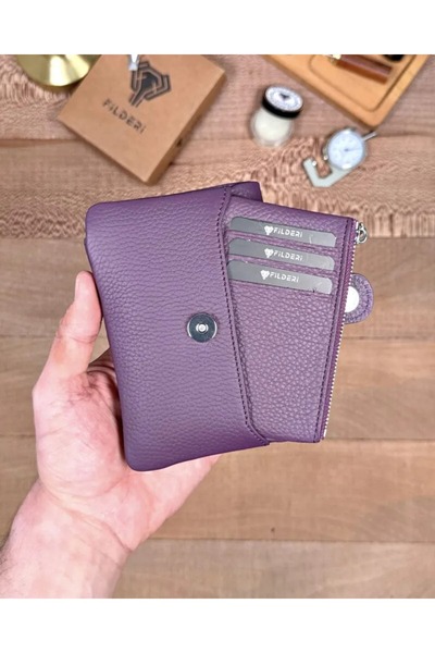 Fil Deri Genuine Leather Card Holder Zippered Small Women's Wallet 2152