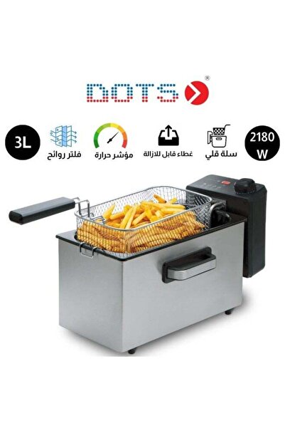 DOTS Deep Fryer 1830-2180W Stainless Steel 3L Capacity with Frying Basket and...
