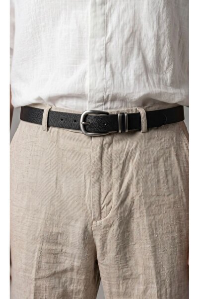 Gesa Old Money Metal Bridge Black Men's Belt 2.8 cm