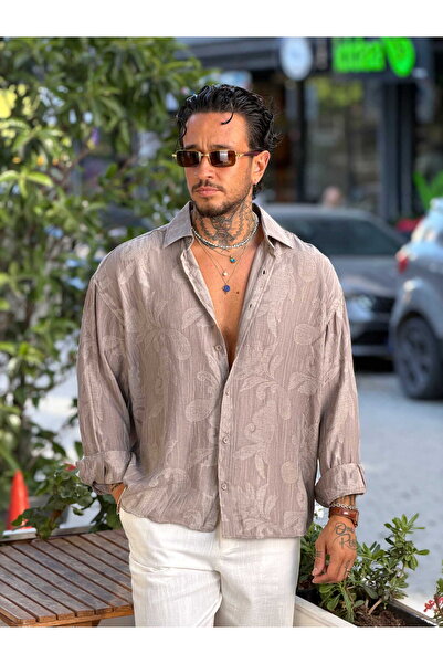 manch collection Jakarlı Sülfür Oversize Gömlek Füme
