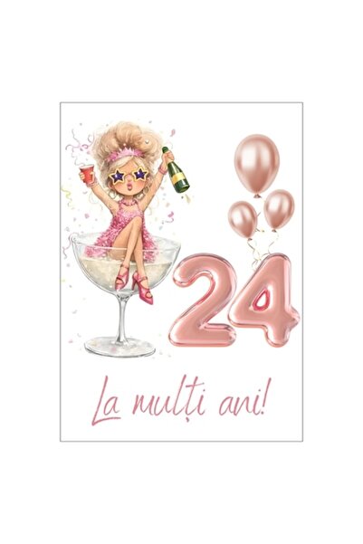 OEM Felicitare aniversară 13x18 cm cu plic, 24 ani