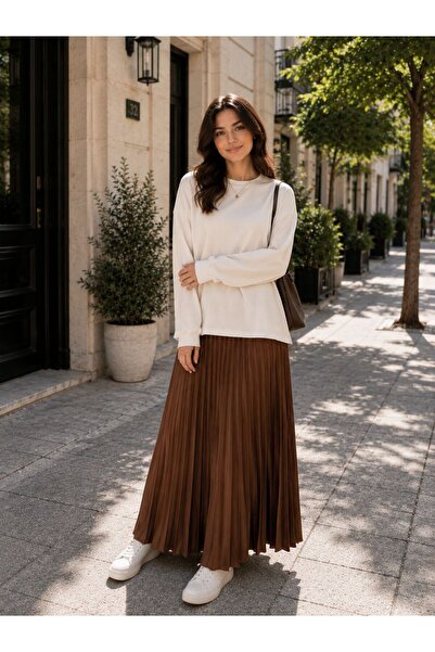 THEBEK Women's Hijab Leather Look Pleated Skirt - 36/38/40/42/44