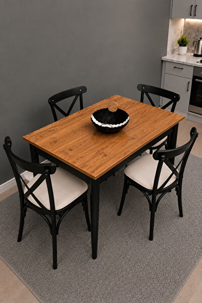 VOGUE TASARIM VE AKSESUAR 70x110 4 Sandalyeli Mutfak Masası Takımı | Modern Y...