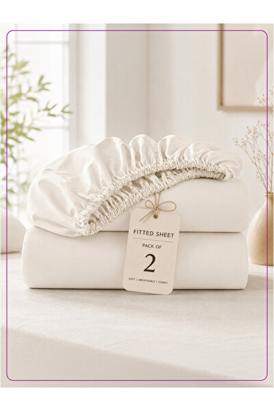 Donetella King Fitted Sheet 180x200 cm, Pack of 2 | OEKO-TEX Brushed Microfib...
