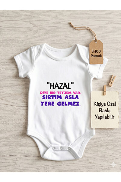 HAZDEN Kişiye Özel İsim Yazılı "Teyzem Var Sırtım Yere Gelmez" Bebek Zıbın - ...