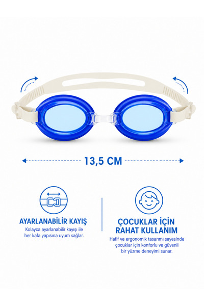 shopExxtra Çocuk Yüzücü Gözlüğü Ayarlanabilir Havuz ve Deniz Gözlüğü Sızdırmaz Yüzme Gözlüğü 13,5 cm