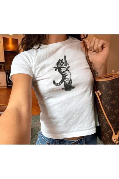 Grafftee Clothing Cowboy Cat Printed Women's Body Tee