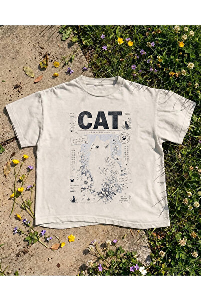 Grafftee Clothing تي شيرت ياباني مطبوع عليه قطة للجنسين مقاس كبير