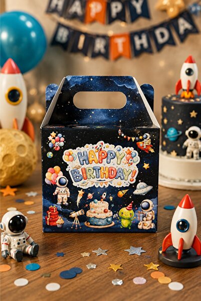 MSticker 5'li Doğum Günü Hediye Kutusu Seti Uzay ve Astronot 10x13 cm | Çocuk...
