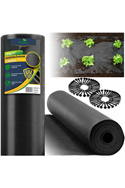 SMARTIC Agrotextil de grădină 1.6 m x 50 m 90 g/m² + 100 țăruși de fixare Pla...