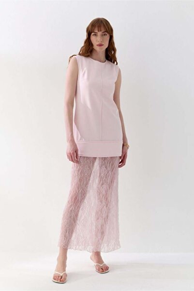 Jusenmia Lace Embellished Dress Pink