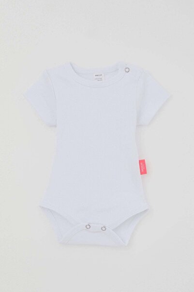 Breeze Baby Girl Snap Fastener Short Sleeve Bodysuit Basic 0-9 Months, White
