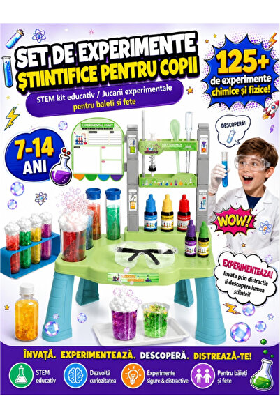 Excitat Set Laborator Stiintific STEM pentru Copii, Excitat®, cu Masa de Expe...