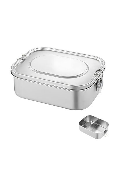 PEARL Kids Stainless Steel Rectangular Lunch Box, 3 Compartments, 1400ml