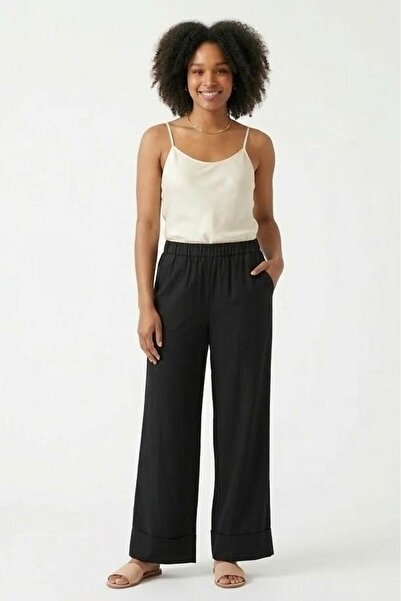 Raneel Kazançlı Alışveriş Women's Elastic Waist Comfortable Cut Wide Leg Pant...