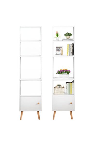 Muvu Bibliotecă verticală, dulap, 5 rafturi, înaltă, stil scandinav, pentru c...
