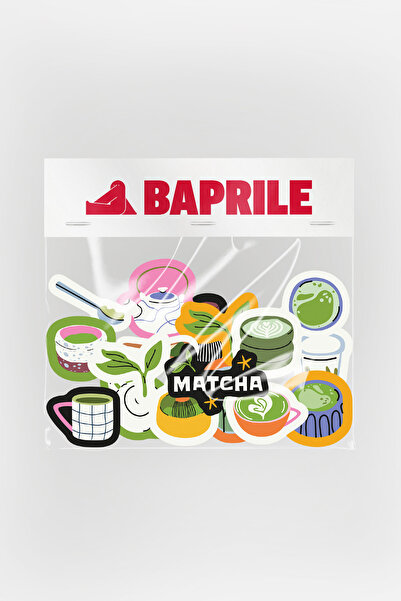 Baprile مجموعة ملصقات مكونة من 15 قطعة بتصميم ماتشا لاتيه، مقاومة للماء، مجمو...