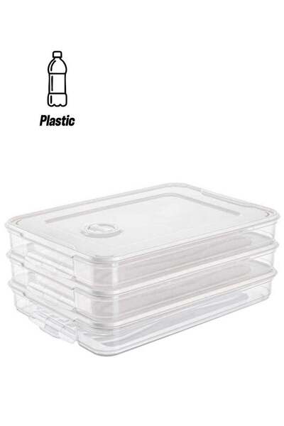 PREMIFY 3pcs Plastic Food Storage boxes, Stackable Fridge Freezer Crisper Sto...