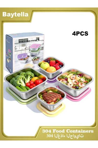 Generic baytella 4-Piece Stainless Steel Food Storage Containers Set with Lid...