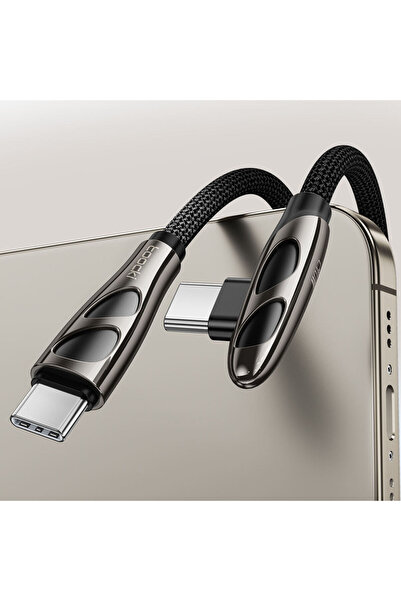 Toocki 240W Type-C To Type-C L Tipi Hızlı Şarj Kablosu 1 M Örgülü Macbook Lap...