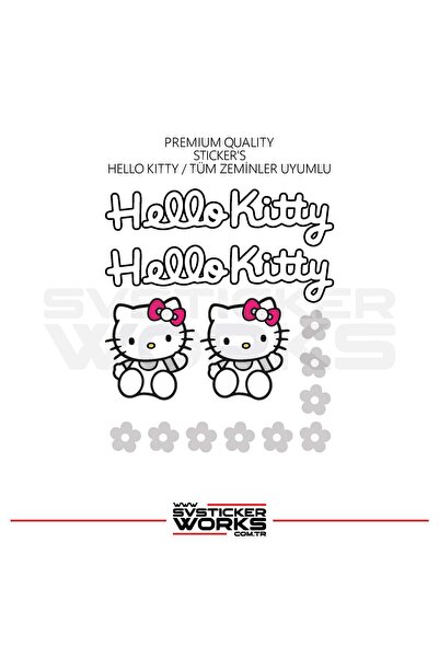 ARONA Hello Kitty Sticker Yapışkan Tüm Zeminlere Uyumlu Motor Araba Etiket St...