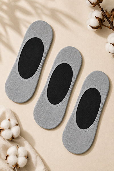 Ollero 3 Pairs of Seamless Silicone Men's Combed Cotton Ballerina Socks
