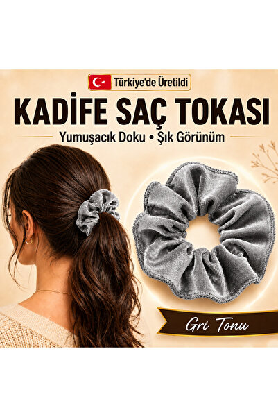 Golden Needle Velvet Hair Clip Grey Color Soft Textured Flexible Elastic Dail...