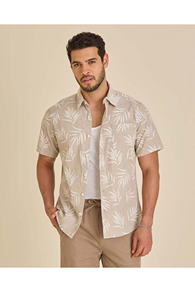 REDTAG Men Beige Printed Resort Shirt