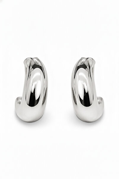 Jack Ferrero Modern Design Silver Color Thick Hoop Earrings Pair Stylish and ...
