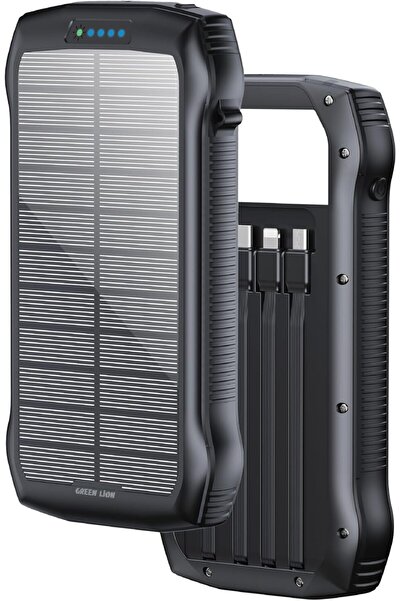 Green Lion Solar Power Bank 20000mAh, 22.5W QC & 20W PD, 4× Built-in USB Cabl...