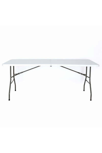 Vivendo Masa pliabila 4 persoane din otel si HDPE, 180x70x74 cm, culoare alba