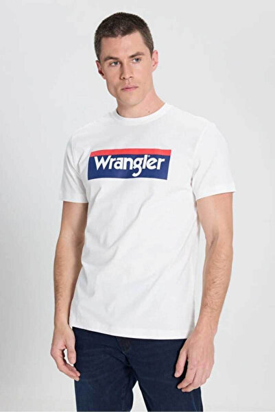 WRANGLER Tricou bărbătesc Ecru cu logo mare W2610069102