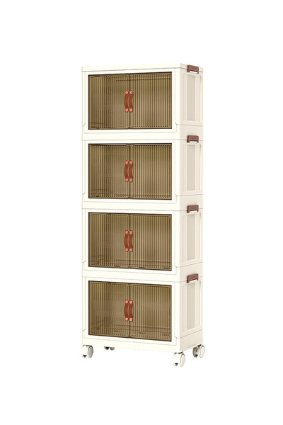 Generic 4-Tier Large Storage Cabinet with Doors and Wheels - 65x40x142CM