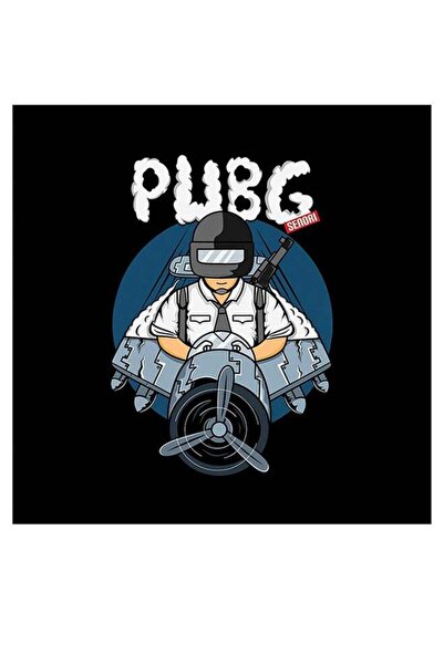 Atiq PUBG Themed Printed MDF Wall Art Black/White/Blue 30x30cm