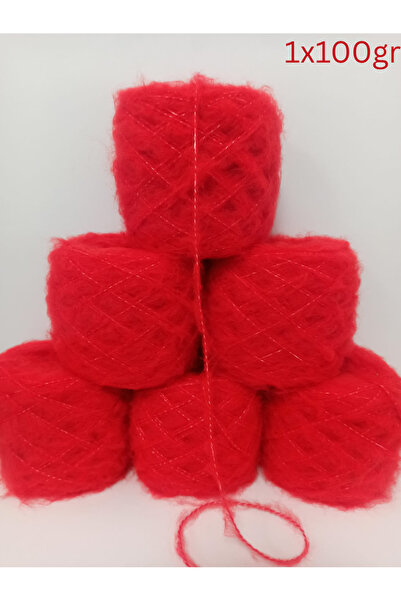 İPEK YÜN İPLİK DÜNYASI Elit Moher Bulky Wool Knitting Yarn (Flame Red) 100Gr