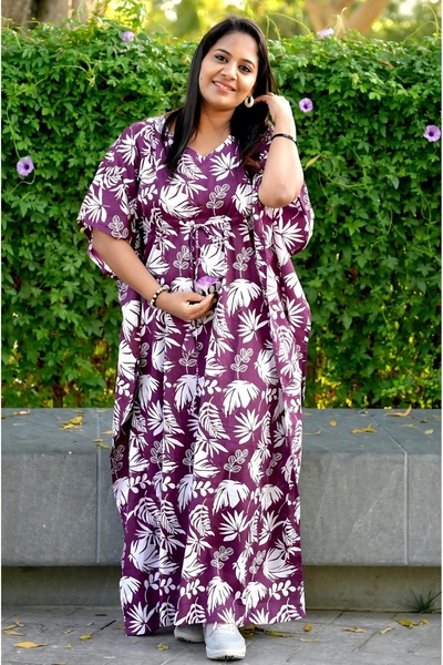 KIDONUS Leaf Mist Printed Feeding Kaftan