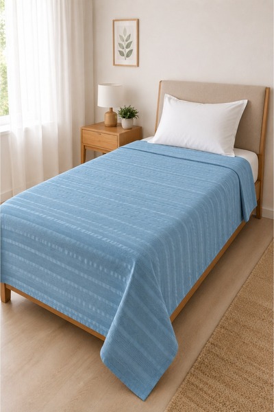 SELORA MAISON Single Pique 100% Cotton Beige Summer Pique Bedspread Lightweig...