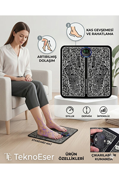 TeknoEser EMS Ayak Masaj Mati Elektrikli Akupunktur Masaj Pedi Kas Uyarici Sa...