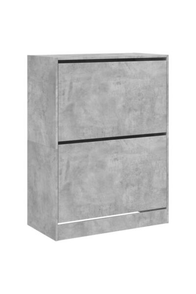 vidaxl Pantofar cu 2 sertare rabatabile, Gri Beton, 80 x 42 x 108 cm