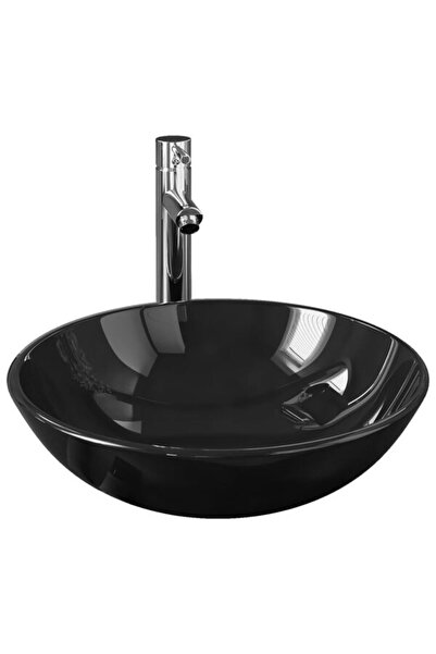 vidaxl Lavoar de baie cu baterie și ventil de scurgere cu apăsare, din sticlă...