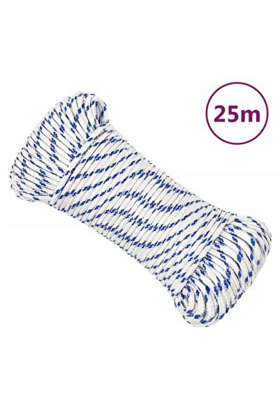 vidaxl Frânghie pentru barcă, Albă, 3 mm, 25 m, Polipropilenă