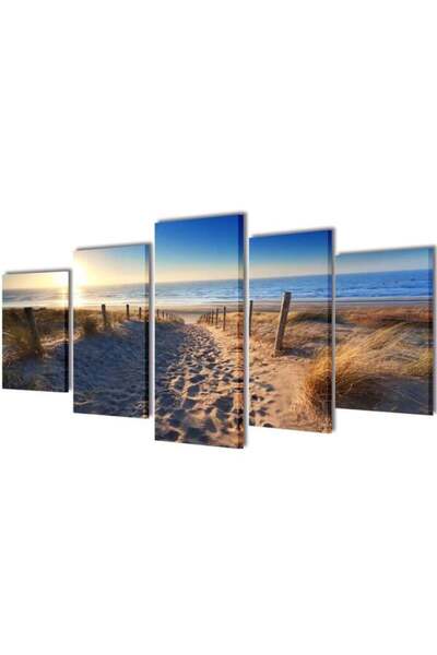 vidaxl Set de pictură pe pânză cu imprimeu plajă cu nisip, 100 x 50 cm