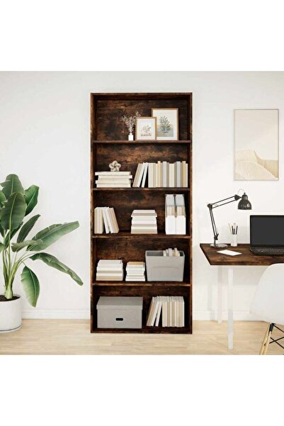vidaxl Bibliotecă, stejar afumat, 80 x 30 x 189 cm, lemn prelucrat