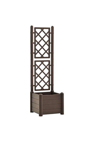 vidaxl Jardinieră cu spalier, Maro, 43 x 43 x 142 cm, PP