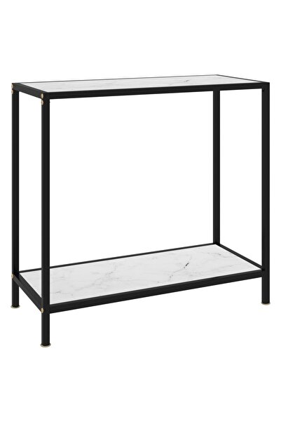 vidaxl Masă consolă, alb, 80 x 35 x 75 cm, sticlă securizată