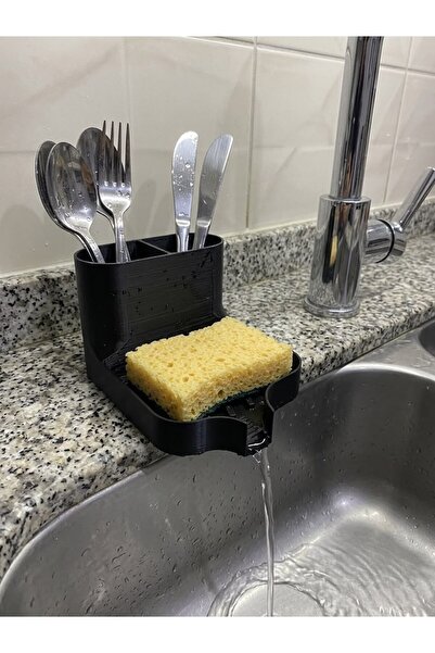 AHENDESIGN Eğimli Lavabo Önü Düzenleyici Organiser - Hazneli Kaşıklık Ve Kend...