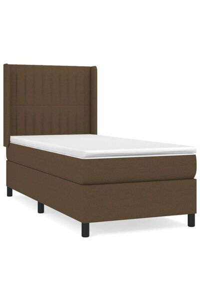 vidaxl Pat boxspring cu saltea, maro închis, 80 x 200 cm, textil