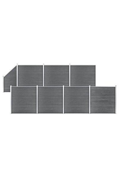 vidaxl Set panouri gard, 7 pătrate + 1 oblică, gri, 1311 x 186 cm, WPC